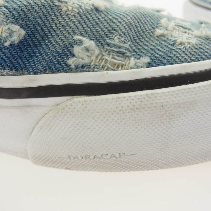 Supreme シュプリーム VN0A38DD2DD × VANS Slip-On Pro Blue Denim バンズ ダメージ 加工 ブルーデニム スリッポン ローカット スニーカー インディゴブルー系 26.5cm【中古】