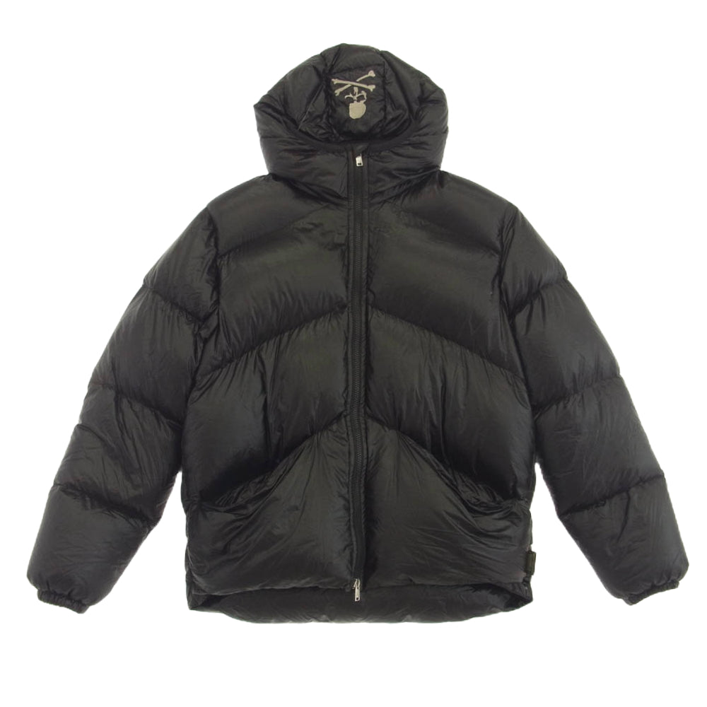 mastermind JAPAN マスターマインドジャパン × Rocky Mountain Featherbed ロッキーマウンテン フェザーベッド NS Parka スカル ロゴ 刺繍 ダウン ジャケット ブラック系 40【極上美品】【中古】