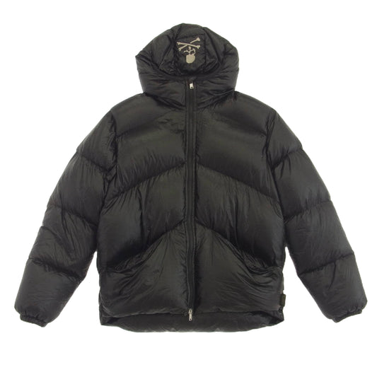 mastermind JAPAN マスターマインドジャパン × Rocky Mountain Featherbed ロッキーマウンテン フェザーベッド NS Parka スカル ロゴ 刺繍 ダウン ジャケット ブラック系 40【極上美品】【中古】