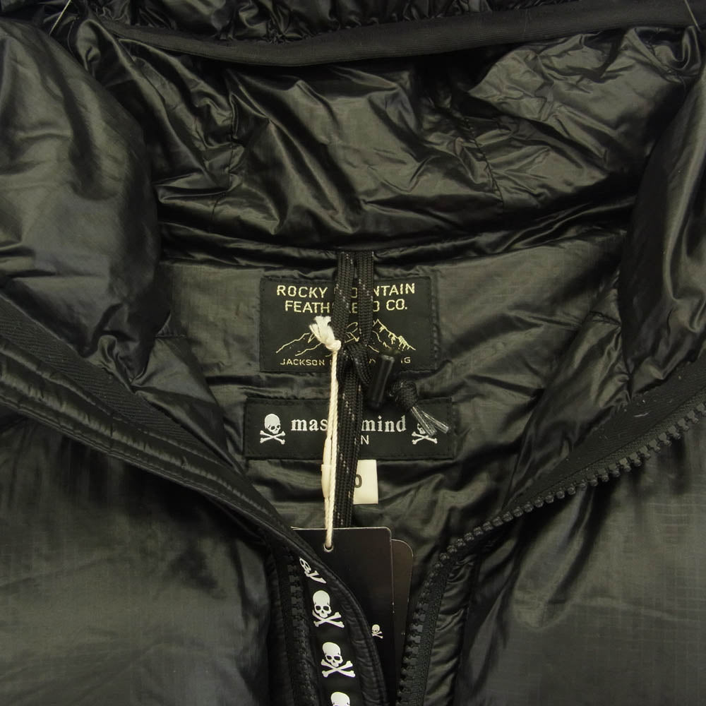 mastermind JAPAN マスターマインドジャパン × Rocky Mountain Featherbed ロッキーマウンテン フェザーベッド NS Parka スカル ロゴ 刺繍 ダウン ジャケット ブラック系 40【極上美品】【中古】