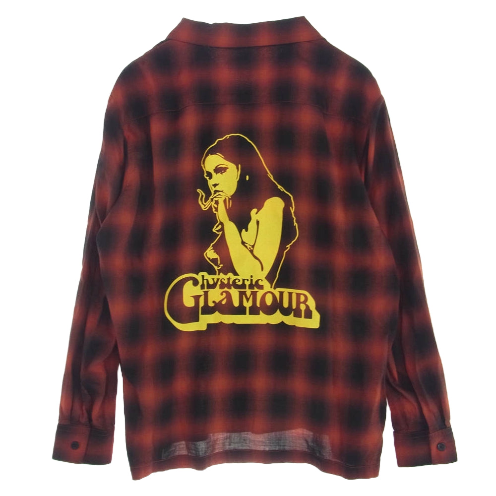 HYSTERIC GLAMOUR ヒステリックグラマー 02233AH02 SMOKING GIRL オープンカラー 長袖 チェック シャツ レッド系 M【中古】