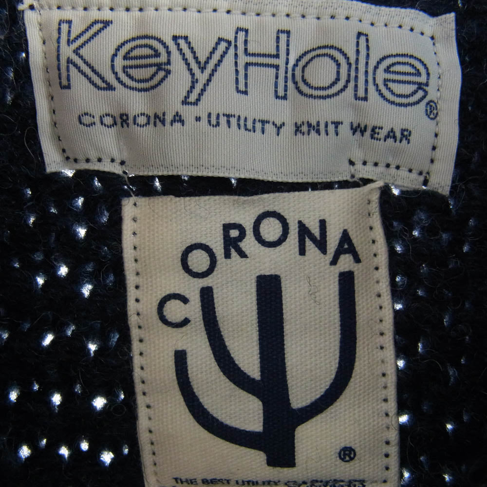 CORONA コロナ KetHole ハイネック ウール ニット セーター ネイビー系 L【中古】