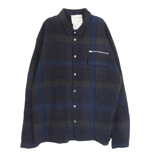 STEPHAN SCHNEIDER ステファンシュナイダー ジップデザイン ウール チェック 長袖 シャツ ネイビー系 7【中古】