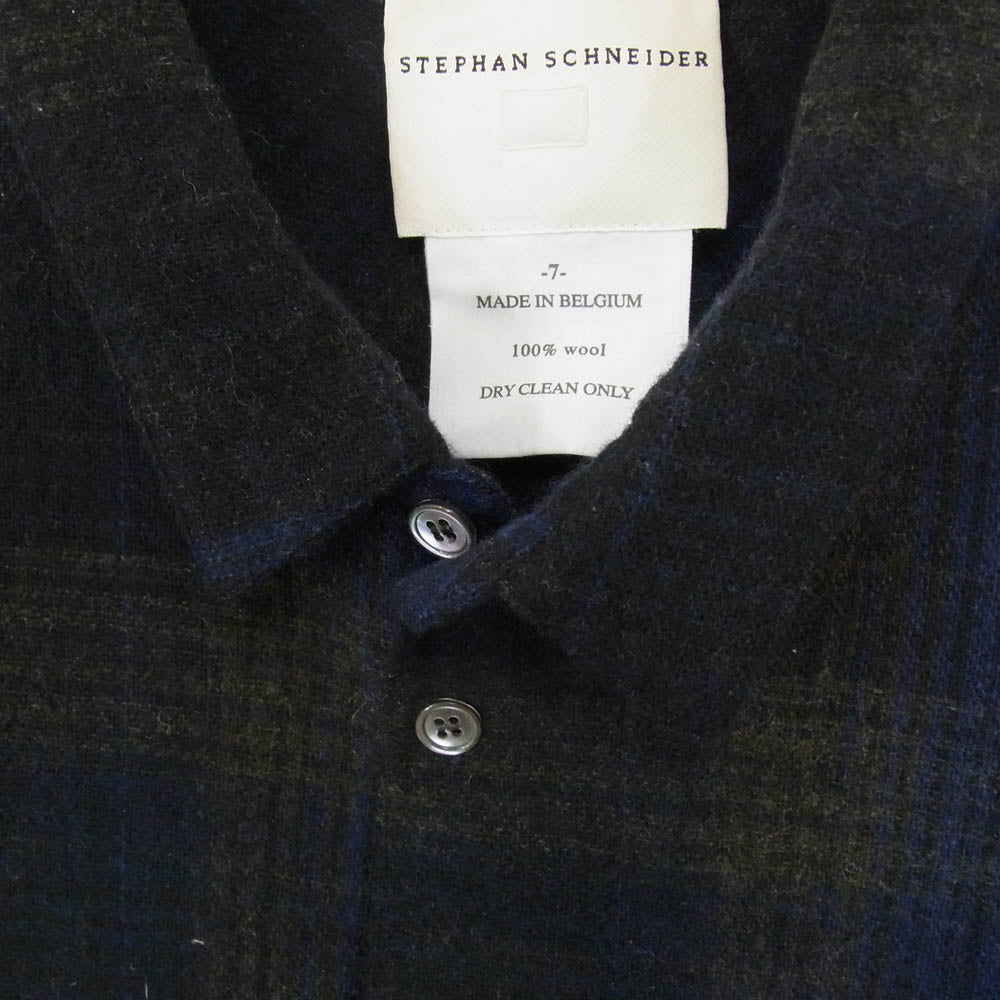 STEPHAN SCHNEIDER ステファンシュナイダー ジップデザイン ウール チェック 長袖 シャツ ネイビー系 7【中古】