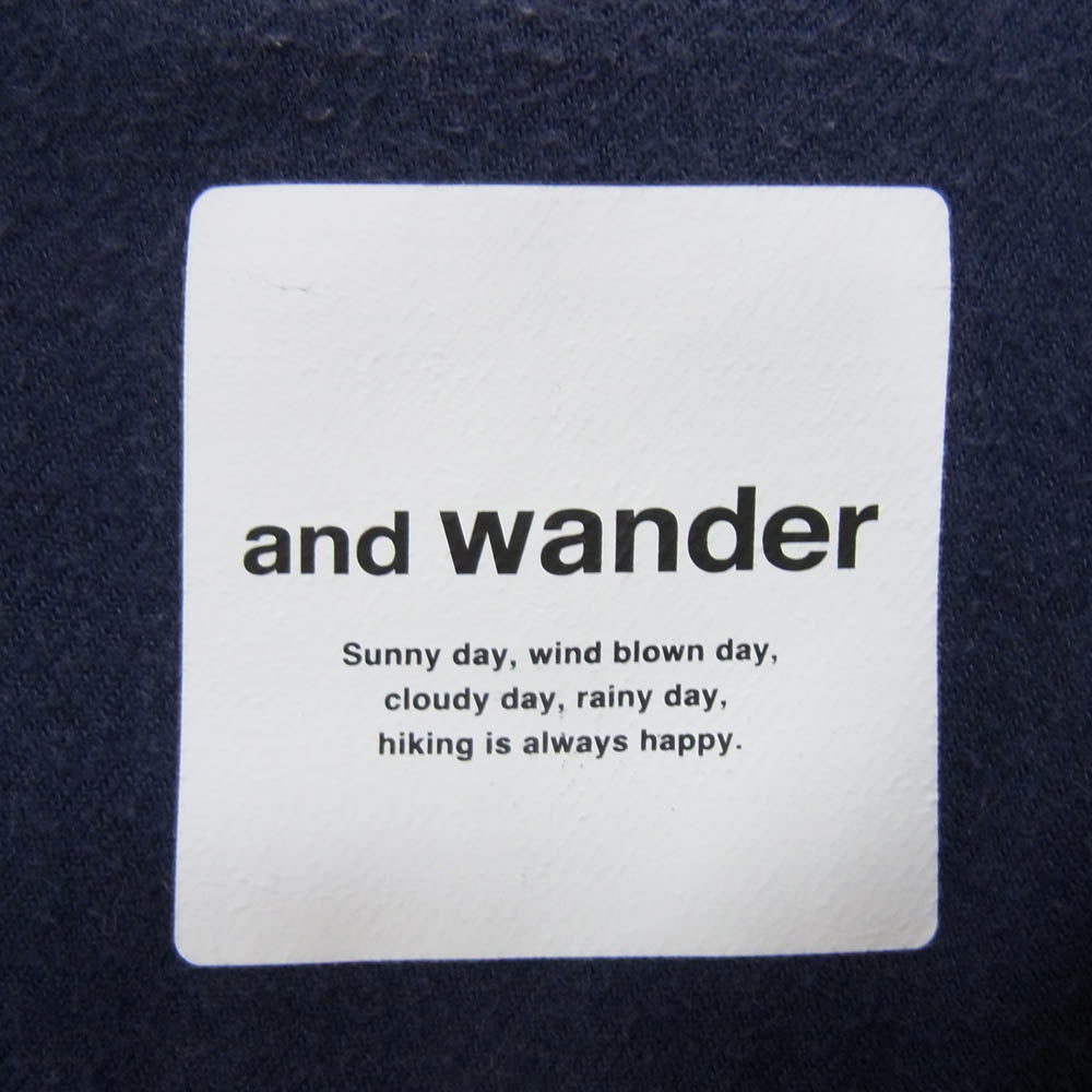 and wander アンドワンダー AW73--FT004 thermo nell stand collar shirt サーモ ネル スタンドカラー プルオーバー 長袖 シャツ ネイビー系 4【中古】
