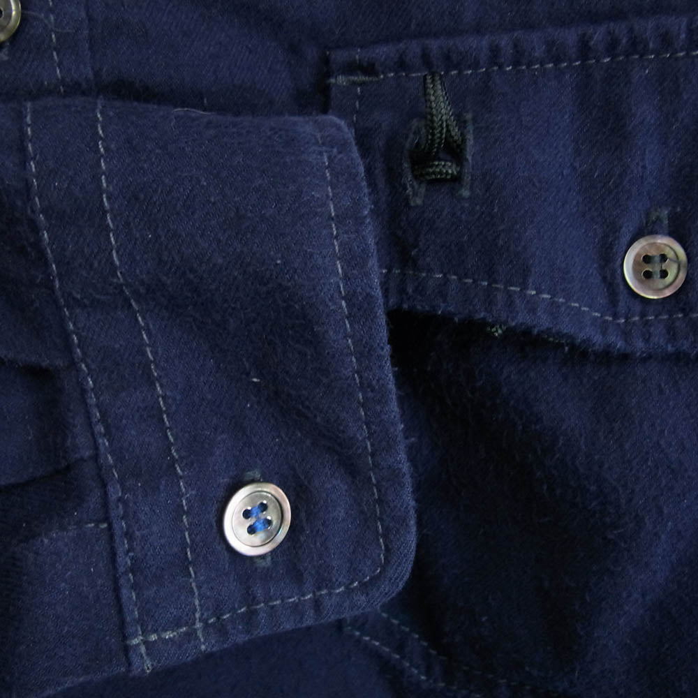 and wander アンドワンダー AW73--FT004 thermo nell stand collar shirt サーモ ネル スタンドカラー プルオーバー 長袖 シャツ ネイビー系 4【中古】