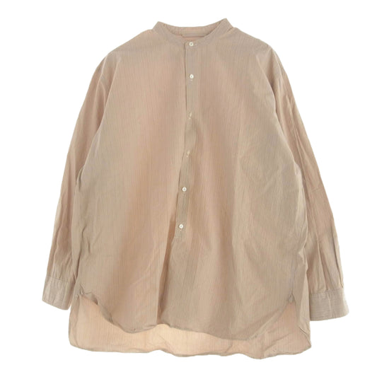 KAPTAIN SUNSHINE キャプテンサンシャイン 19SS KS9FSH06 BAND COLLOR SHIRT バンドカラー ストライプ 長袖 シャツ グリーン系 サーモンピンク 40【中古】