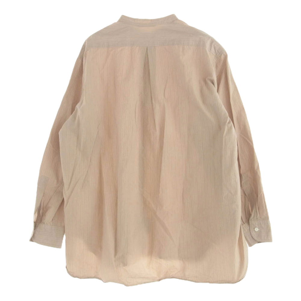 KAPTAIN SUNSHINE キャプテンサンシャイン 19SS KS9FSH06 BAND COLLOR SHIRT バンドカラー ストライプ 長袖 シャツ グリーン系 サーモンピンク 40【中古】