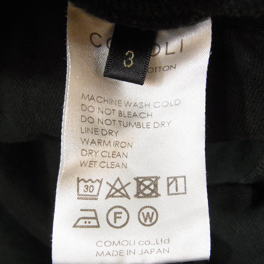 COMOLI コモリ 24SS Z01-05028 製品染 裏毛 パンツ インクブラック ブラック系 3【中古】