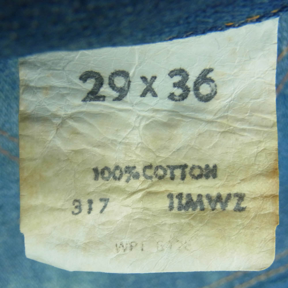 Wrangler ラングラー 317 11MWZ 70s ストレート デニム パンツ コットン アメリカ製 インディゴブルー系 29 × 36【中古】