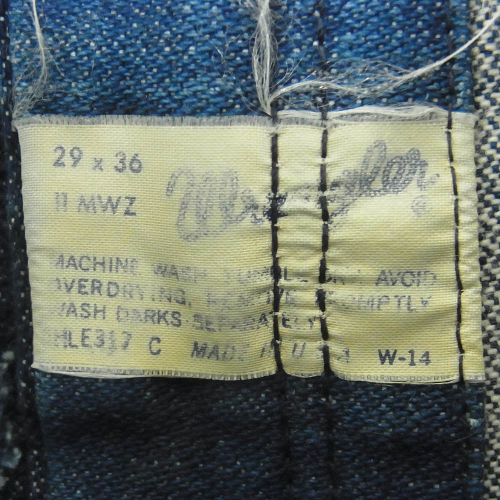 Wrangler ラングラー 317 11MWZ 70s ストレート デニム パンツ コットン アメリカ製 インディゴブルー系 29 × 36【中古】