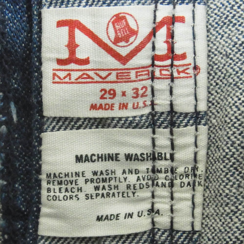 マーベリック 70s ストレート デニム パンツ ジッパーフライ アメリカ製 インディゴブルー系 29 × 32【中古】