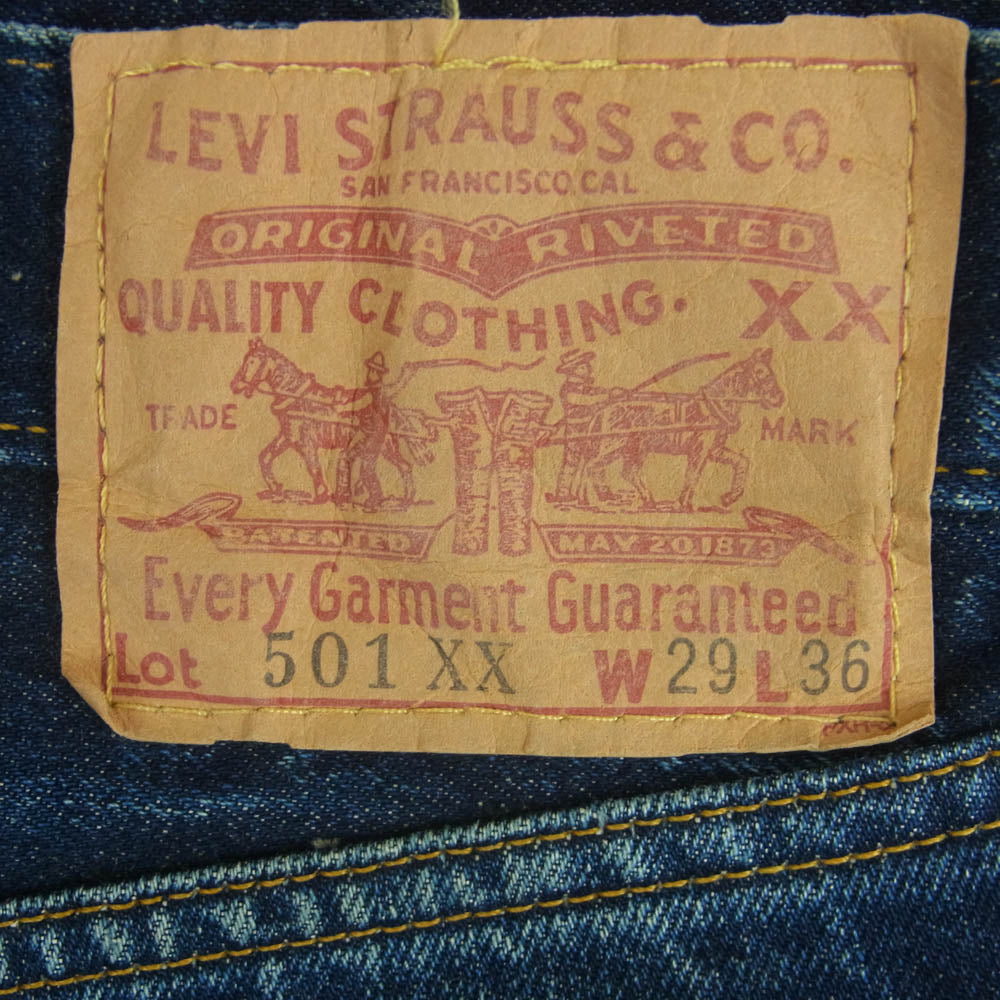 Levi's リーバイス バレンシア工場製 90s 97年USA製 501XX ストレート デニム パンツ ボタンフライ BIG E 赤耳 ボタン裏刻印555 インディゴブルー系 W29 L36【中古】