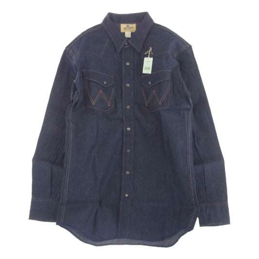 Wrangler ラングラー M5027-00 27MW BLUE BELL ブルーベル ヴィンテージ 復刻 デニム ウェスタン 長袖 シャツ リジット インディゴブルー系 M【新古品】【未使用】【中古】