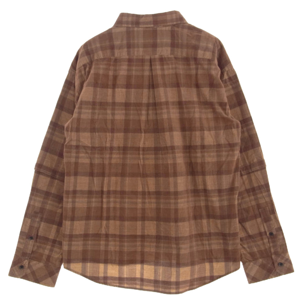 フォーサムワン 78000975 CORD BD SHIRT コーデュロイ チェック 長袖 シャツ ボタンダウン ブラウン系 46【中古】