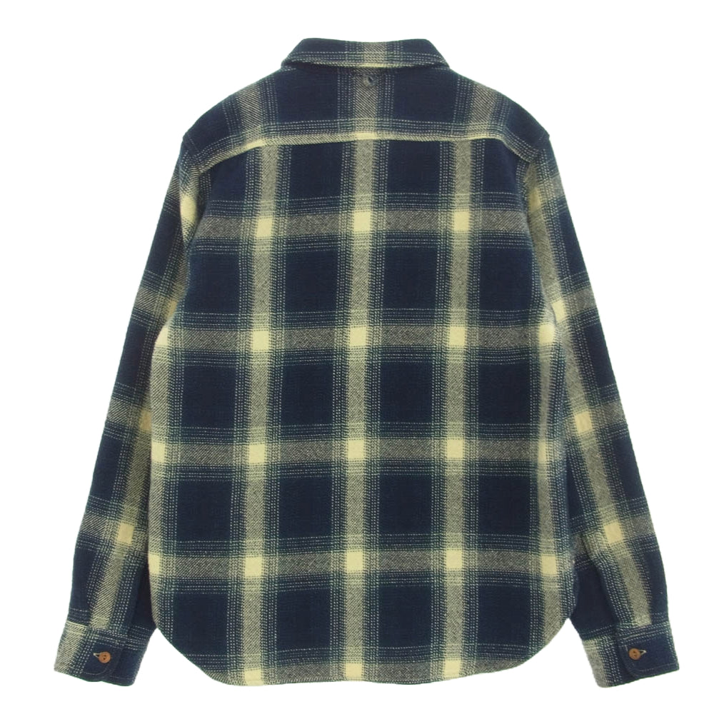 BURGUS PLUS バーガスプラス ヘヴィーオンス コットン チェック 長袖 シャツ ブルー系 L【中古】