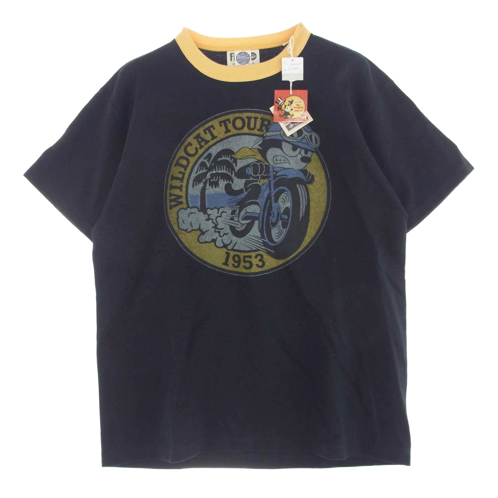 TOY'S McCOY トイズマッコイ FELIX フェリックス WILDCATTOUR ワイルドキャットツアー クルーネックリブ 半袖 Tシャツ ブラック系 L【美品】【中古】
