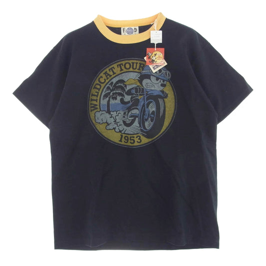TOY'S McCOY トイズマッコイ FELIX フェリックス WILDCATTOUR ワイルドキャットツアー クルーネックリブ 半袖 Tシャツ ブラック系 L【美品】【中古】