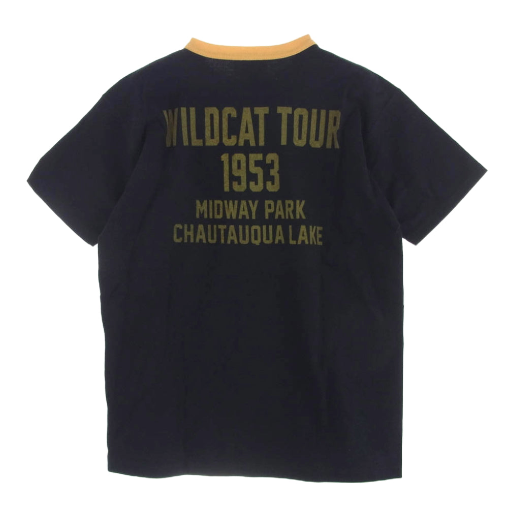 TOY'S McCOY トイズマッコイ FELIX フェリックス WILDCATTOUR ワイルドキャットツアー クルーネックリブ 半袖 Tシャツ ブラック系 L【美品】【中古】