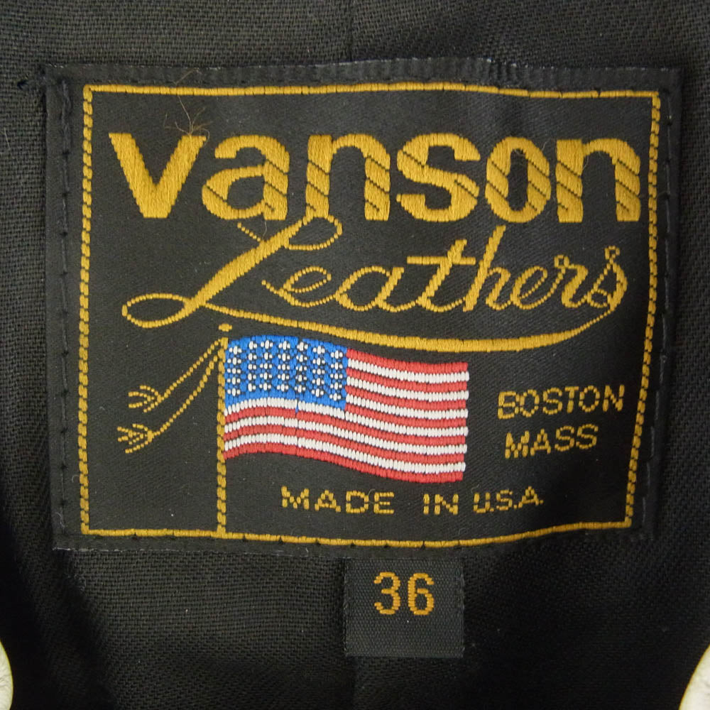 VANSON バンソン RJV レザー レーシング ジャケット ワンスター ワッペン ブラック系 36【中古】