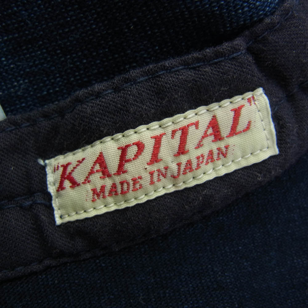 KAPITAL キャピタル K2109XH800 インディゴ 度詰め天竺 ダマスク 抜染プリント バケット ハット 帽子 ネイビー系【中古】