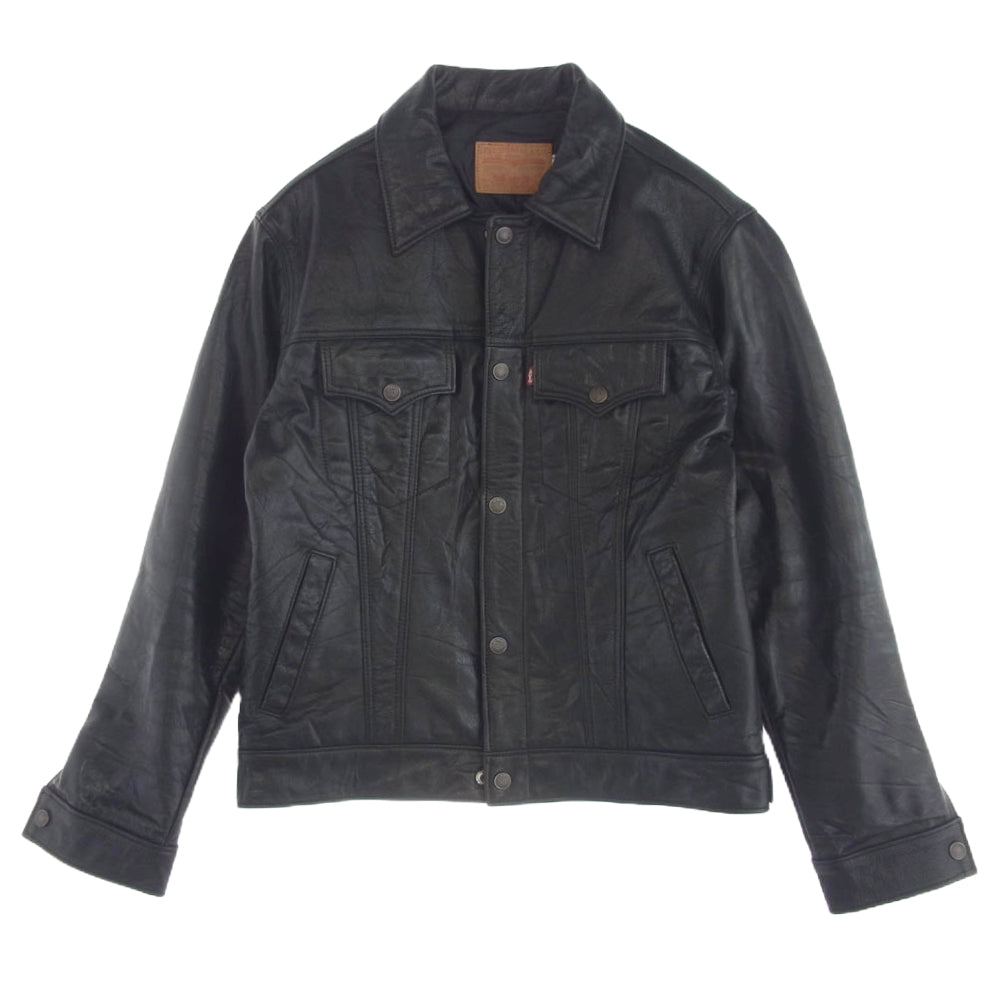 Levi's リーバイス USA製 レザー トラッカー ジャケット ブラック系 40【中古】