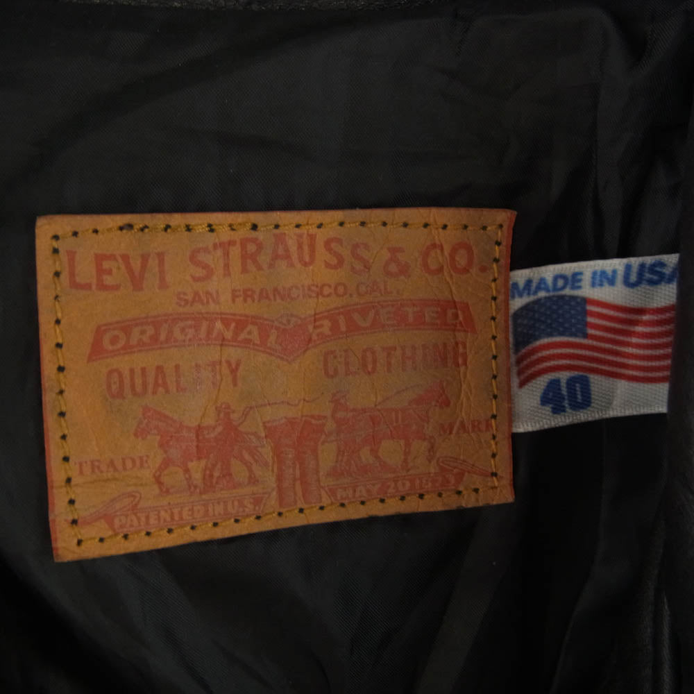 Levi's リーバイス USA製 レザー トラッカー ジャケット ブラック系 40【中古】