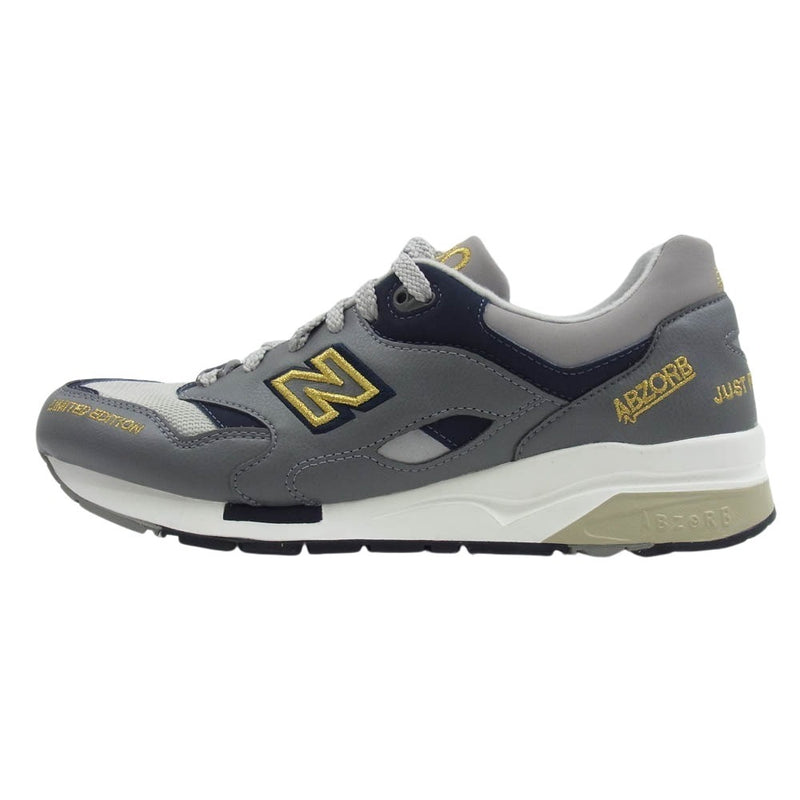 NEW BALANCE ニューバランス CM1600LE 1600 レザー メッシュ ローカット スニーカー グレー系 ネイビー系 28cm【極上美品】【中古】