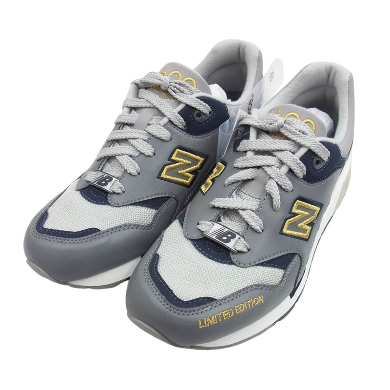 NEW BALANCE ニューバランス CM1600LE 1600 レザー メッシュ ローカット スニーカー グレー系 ネイビー系 28cm【極上美品】【中古】