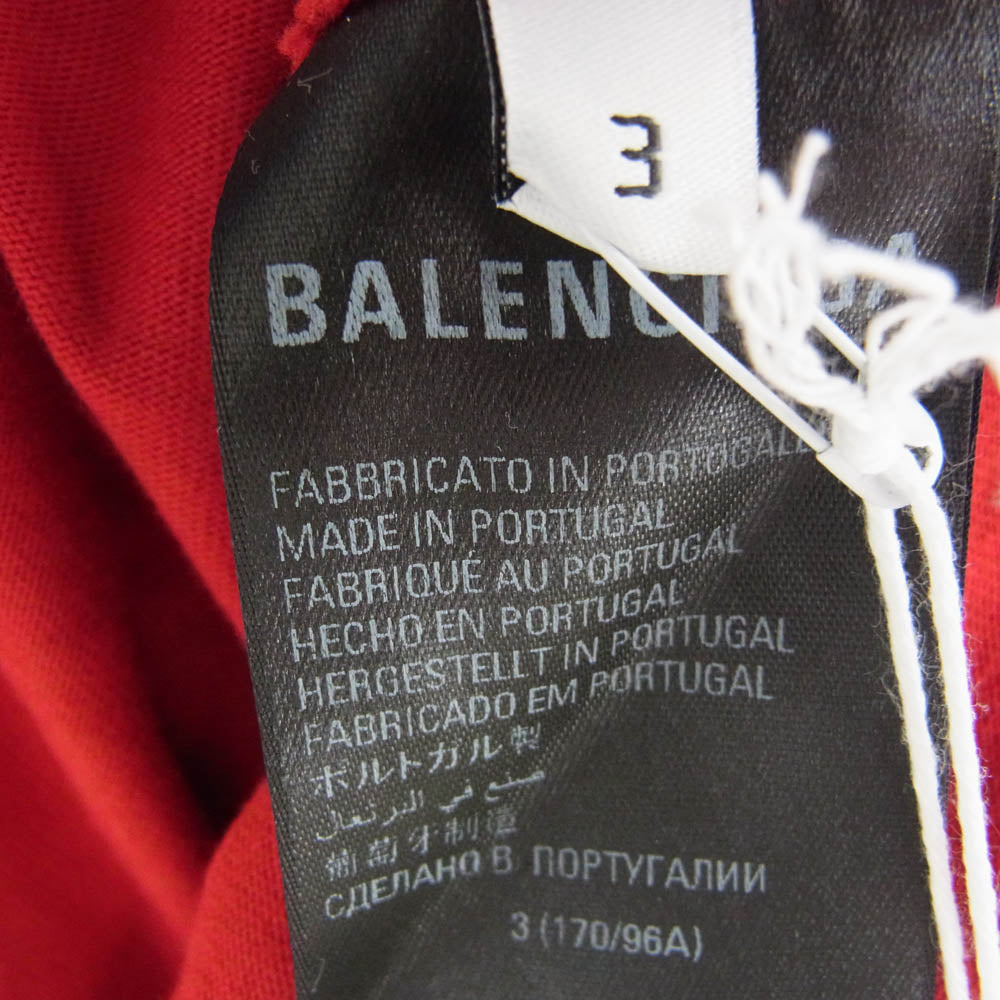 BALENCIAGA バレンシアガ 23SS 712398 TNVA6 × adidas アディダス ロゴ プリント オーバーサイズ 半袖 Tシャツ レッド系 3【新古品】【未使用】【中古】