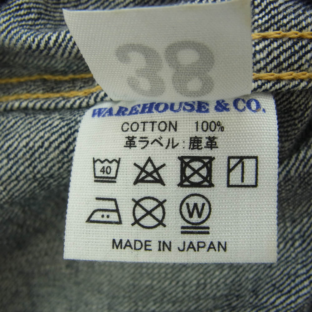 WAREHOUSE ウエアハウス 2000xx 1946モデル 1st デニム ジャケット デッドストックブルー インディゴブルー系 38【中古】
