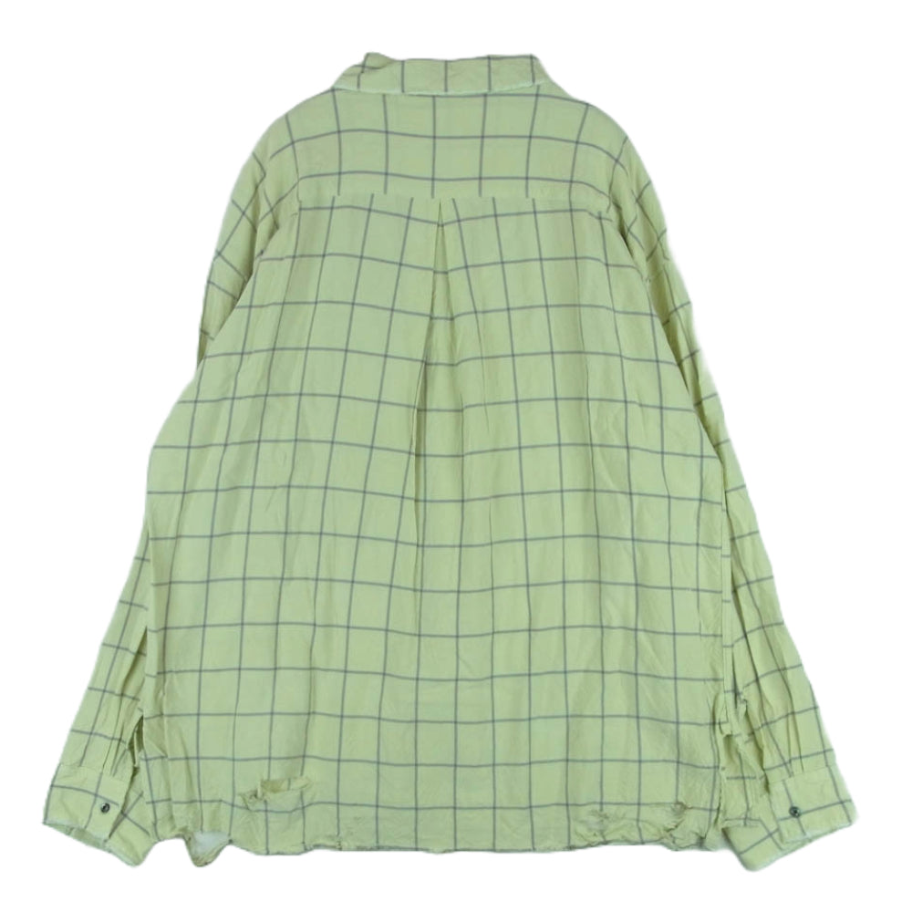 ANCELLM アンセルム 24SS ANC-SH28-A RAYON CHECK CRASH LS SHIRT MINT レーヨン チェック クラッシュ ダメージ加工 デストロイ 長袖 シャツ ライトグリーン系 グレー系 2【中古】