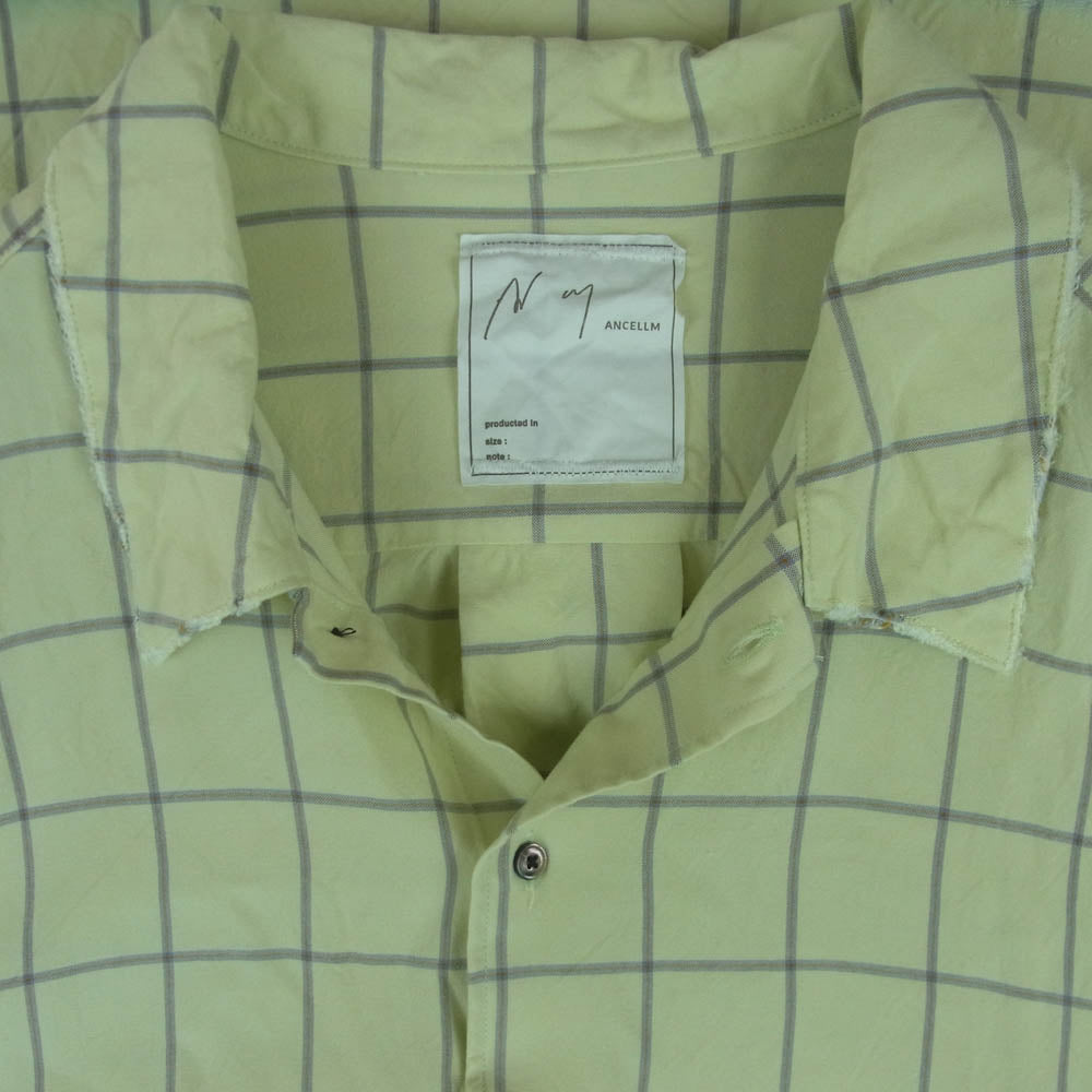 ANCELLM アンセルム 24SS ANC-SH28-A RAYON CHECK CRASH LS SHIRT MINT レーヨン チェック クラッシュ ダメージ加工 デストロイ 長袖 シャツ ライトグリーン系 グレー系 2【中古】