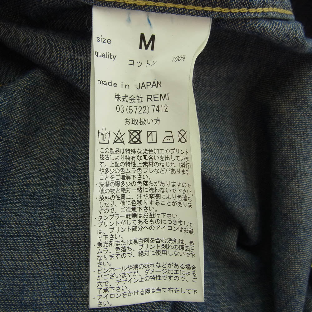 REMI RELIEF レミレリーフ デニム ウエスタン 長袖 シャツ インディゴブルー系 M【中古】