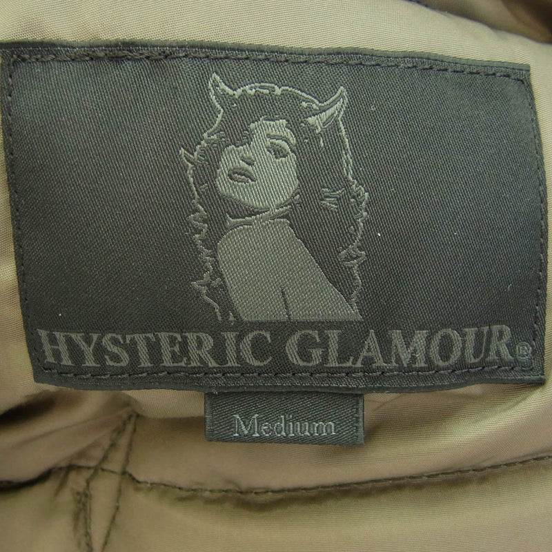 HYSTERIC GLAMOUR ヒステリックグラマー 0263AV02 × Rocky Mountain Featherbed ロッキーマウンテン フェザーベッド レザー切替 襟ボア ダウン ベスト カーキ系 M【中古】