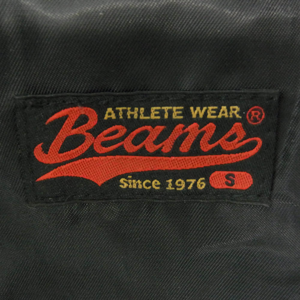 BEAMS ビームス レザー × メルトン スタジアム ジャケット スタジャン ブルゾン ブラック系 S【中古】