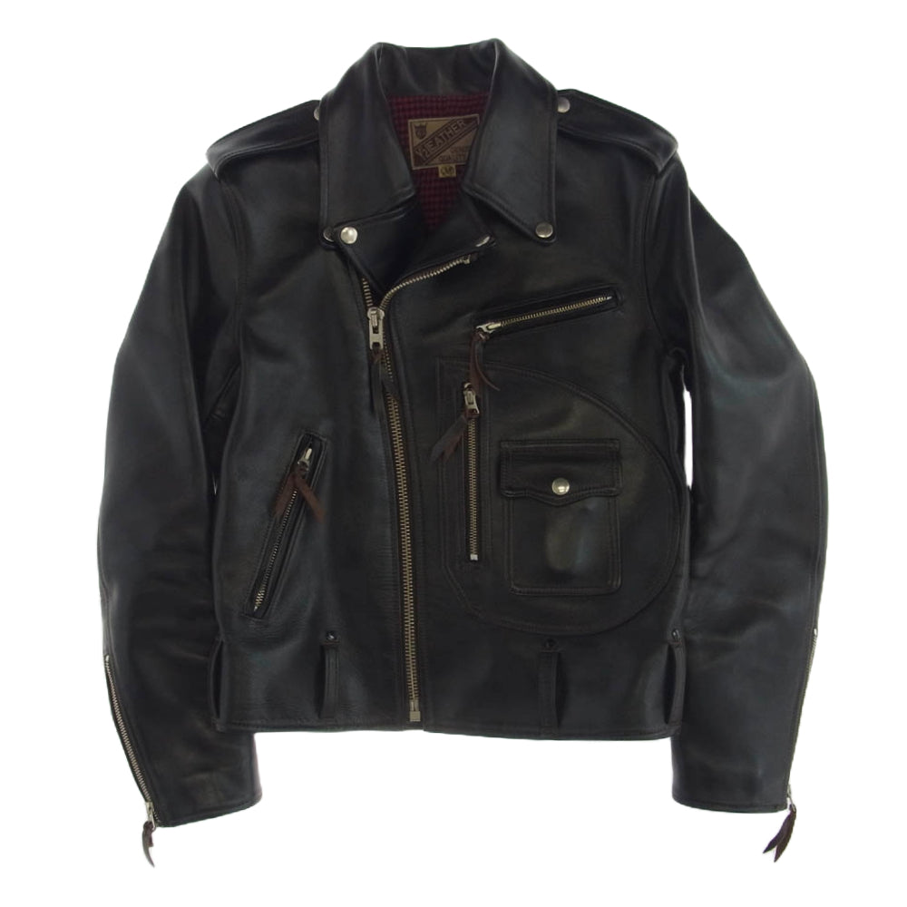 ワイツーレザー Y'2 LEATHER ワイツーレザー VINTAGE HORSE D-POCKET DOUBLE RIDERS 茶芯 ホースハイド Dポケ ダブル ライダース ジャケット ブラック系 38【中古】
