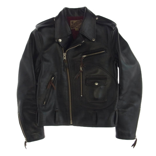 ワイツーレザー Y'2 LEATHER ワイツーレザー VINTAGE HORSE D-POCKET DOUBLE RIDERS 茶芯 ホースハイド Dポケ ダブル ライダース ジャケット ブラック系 38【中古】