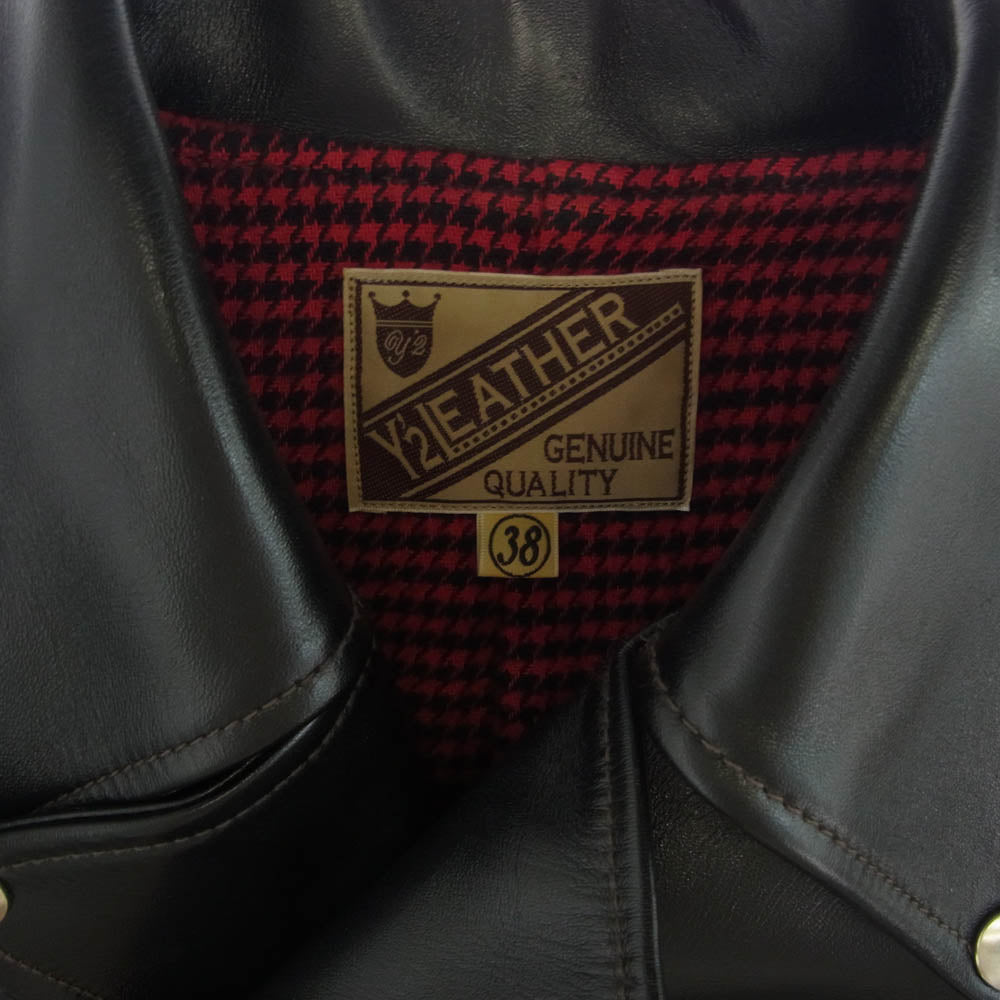 ワイツーレザー Y'2 LEATHER ワイツーレザー VINTAGE HORSE D-POCKET DOUBLE RIDERS 茶芯 ホースハイド Dポケ ダブル ライダース ジャケット ブラック系 38【中古】