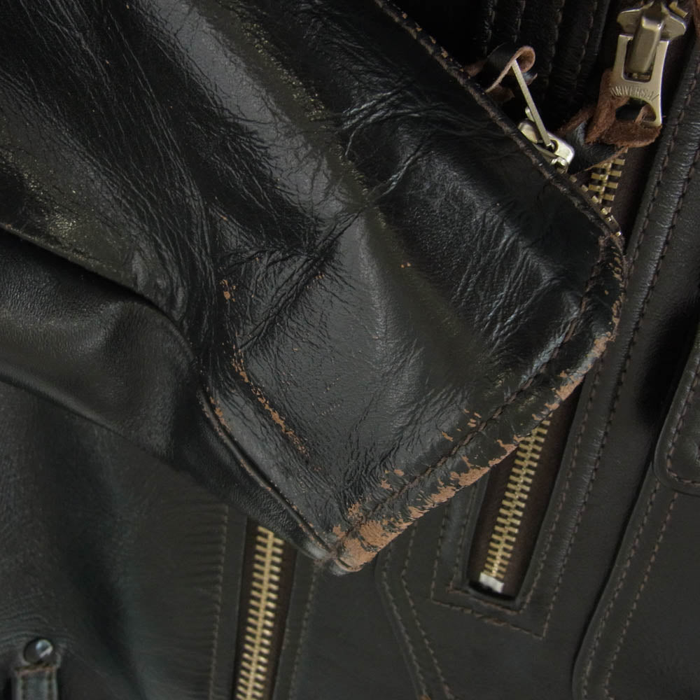 ワイツーレザー Y'2 LEATHER ワイツーレザー VINTAGE HORSE D-POCKET DOUBLE RIDERS 茶芯 ホースハイド Dポケ ダブル ライダース ジャケット ブラック系 38【中古】