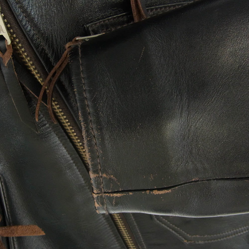 ワイツーレザー Y'2 LEATHER ワイツーレザー VINTAGE HORSE D-POCKET DOUBLE RIDERS 茶芯 ホースハイド Dポケ ダブル ライダース ジャケット ブラック系 38【中古】