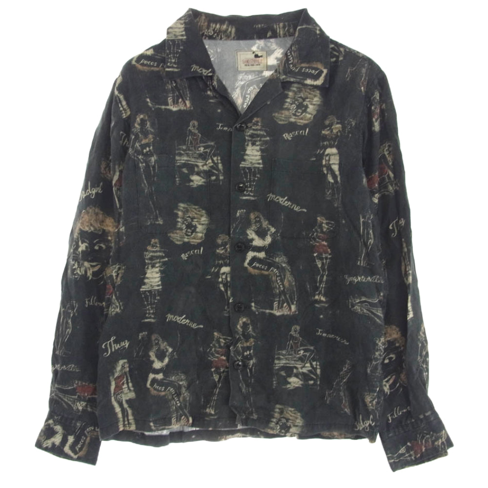 GANGSTERVILLE ギャングスタービル GSV-14-SS-14 総柄 プリント 長袖 シャツ ブラック系 S【中古】