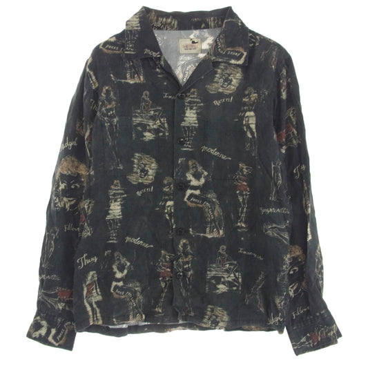 GANGSTERVILLE ギャングスタービル GSV-14-SS-14 総柄 プリント 長袖 シャツ ブラック系 S【中古】