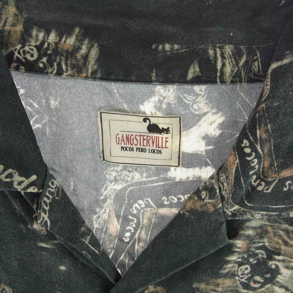 GANGSTERVILLE ギャングスタービル GSV-14-SS-14 総柄 プリント 長袖 シャツ ブラック系 S【中古】