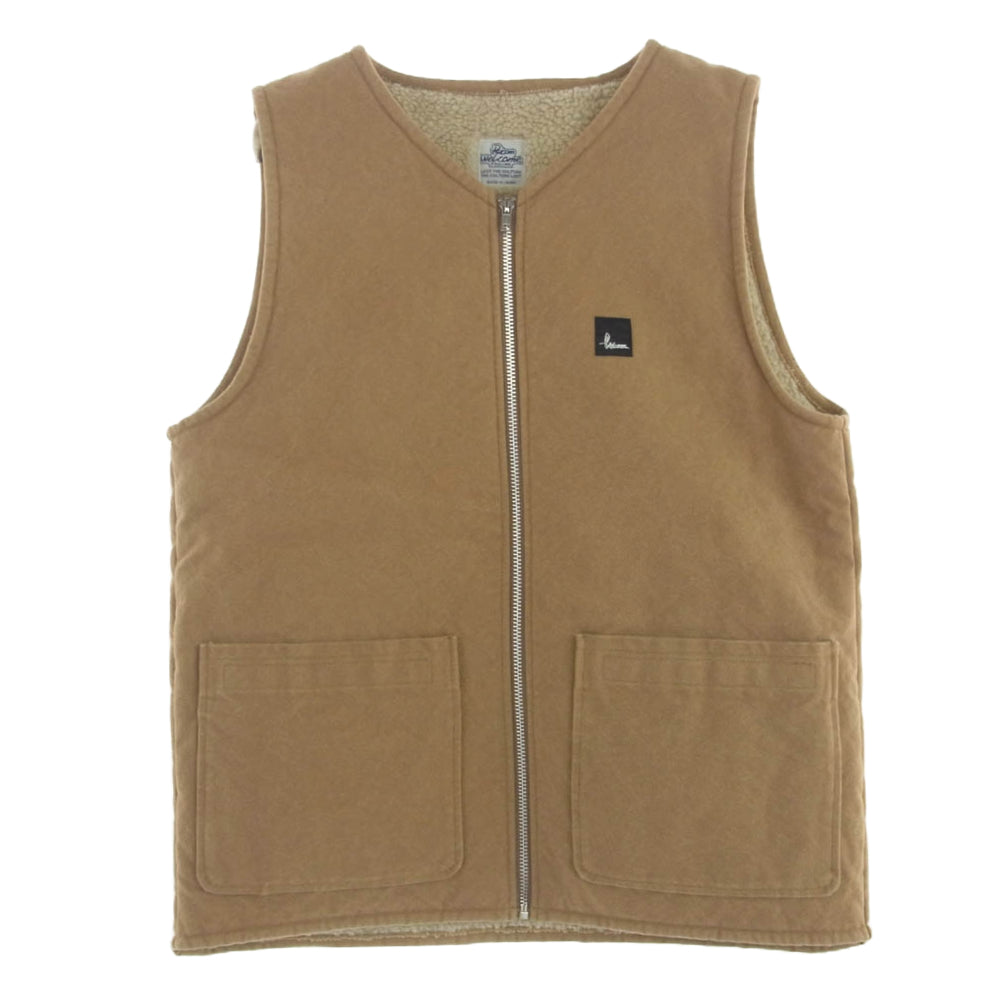 Psicom サイコム F.F VEST?12oz ダック 生地 TALON ZIP ボア ライナー付 ベスト ブラウン系 M【極上美品】【中古】