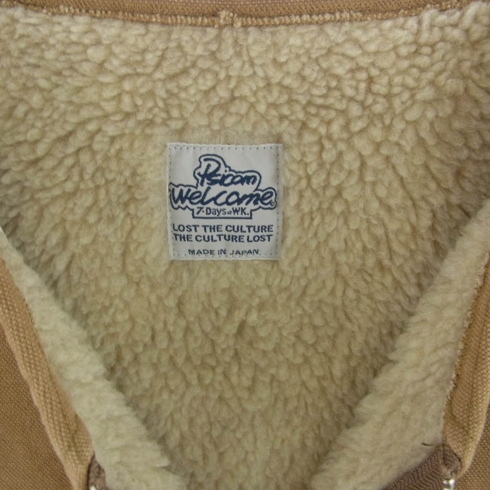 Psicom サイコム F.F VEST?12oz ダック 生地 TALON ZIP ボア ライナー付 ベスト ブラウン系 M【極上美品】【中古】