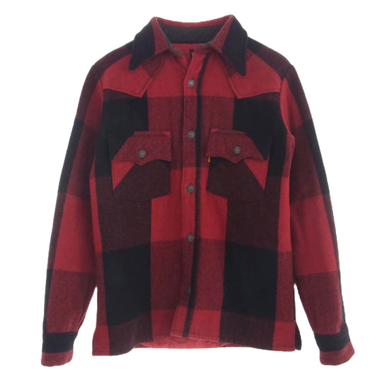 Denime ドゥニーム 裏地キルティング ウール バッファロー チェック CPO ジャケット レッド系 M【中古】