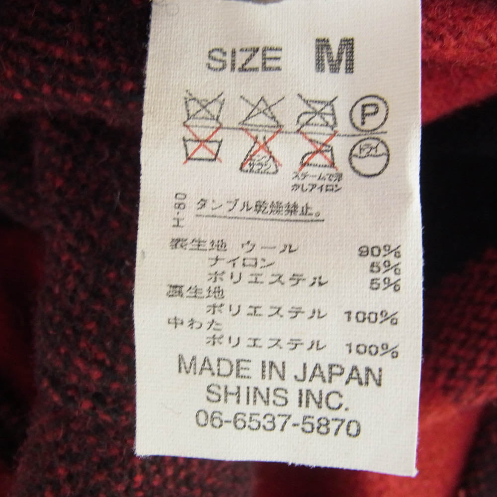 Denime ドゥニーム 裏地キルティング ウール バッファロー チェック CPO ジャケット レッド系 M【中古】