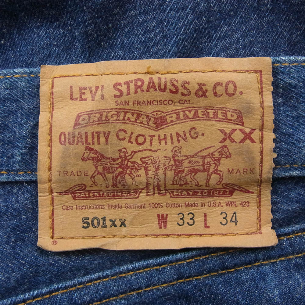 Levi's リーバイス 90s USA製 501 ストレート デニム パンツ インディゴ ボタン裏刻印524 インディゴブルー系 W33L34【中古】