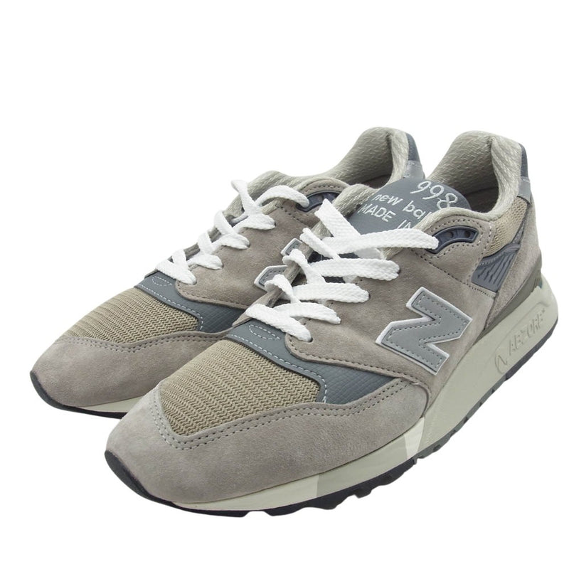 NEW BALANCE ニューバランス U998GR USA製 998 スエード メッシュ スニーカー グレー系 27cm【新古品】【未使用】【中古】